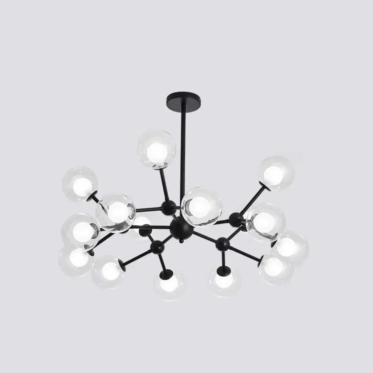 Lustre moderne à globes en verre et LED, inspiré du design Spoutnik
