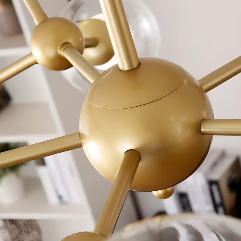 Lustre moderne à globes en verre et LED, inspiré du design Spoutnik