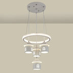 Lustre moderne à 4 lumières LED au design unique.