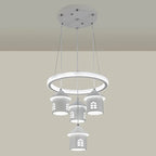 Lustre moderne à 4 lumières LED au design unique.