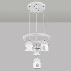 Lustre moderne à 4 lumières LED au design unique.