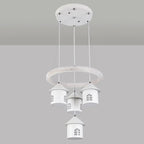 Lustre moderne à 4 lumières LED au design unique.