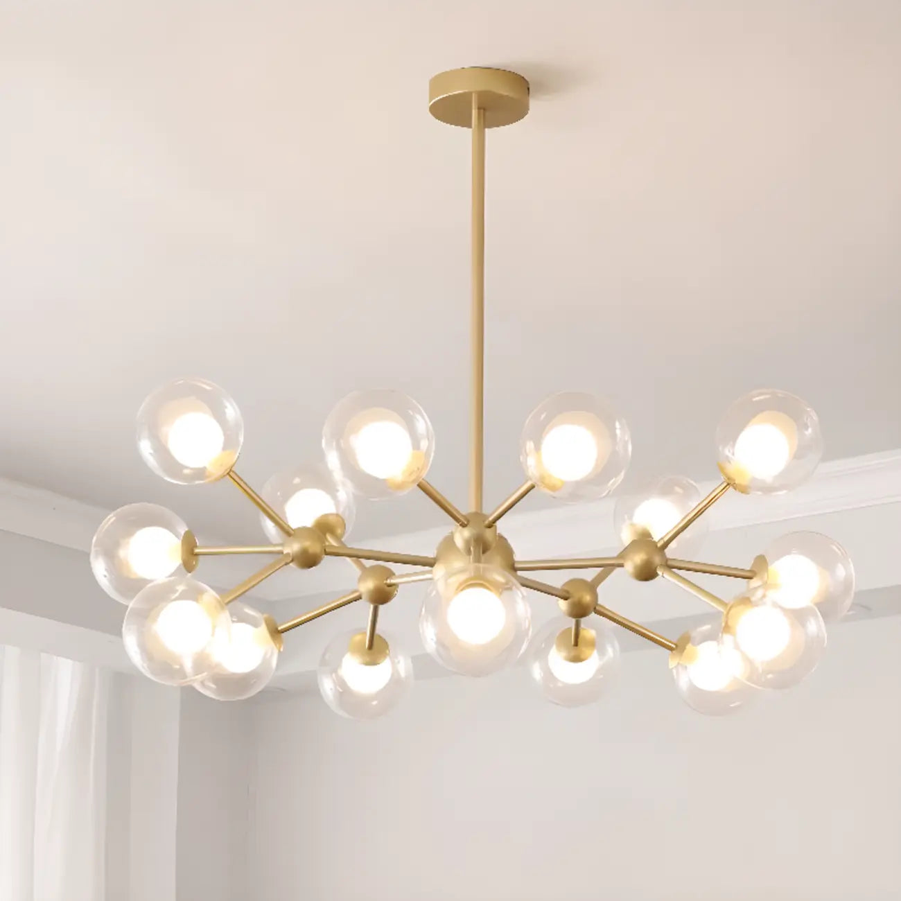 Lustre moderne à globes en verre et LED, inspiré du design Spoutnik