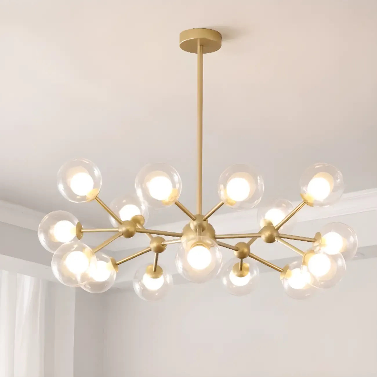 Lustre moderne à globes en verre et LED, inspiré du design Spoutnik