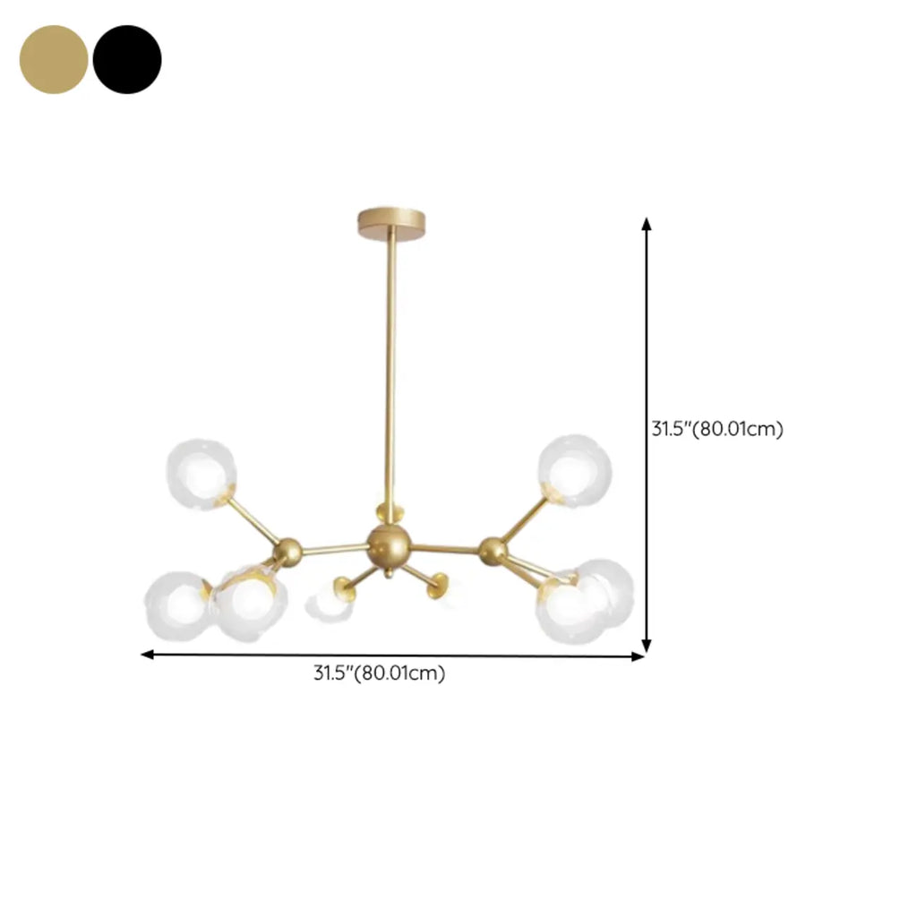 Lustre moderne à globes en verre et LED, inspiré du design Spoutnik