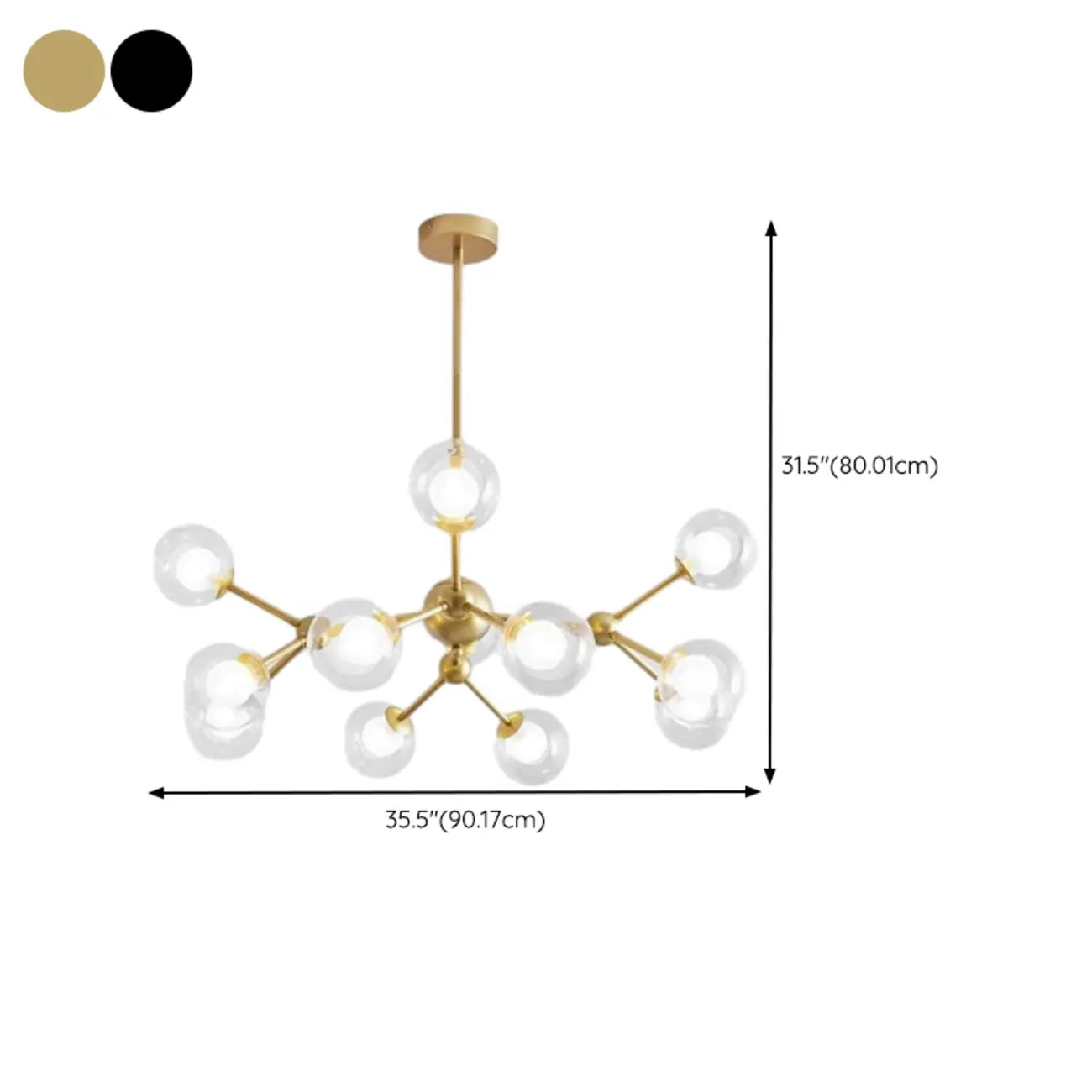 Lustre moderne à globes en verre et LED, inspiré du design Spoutnik
