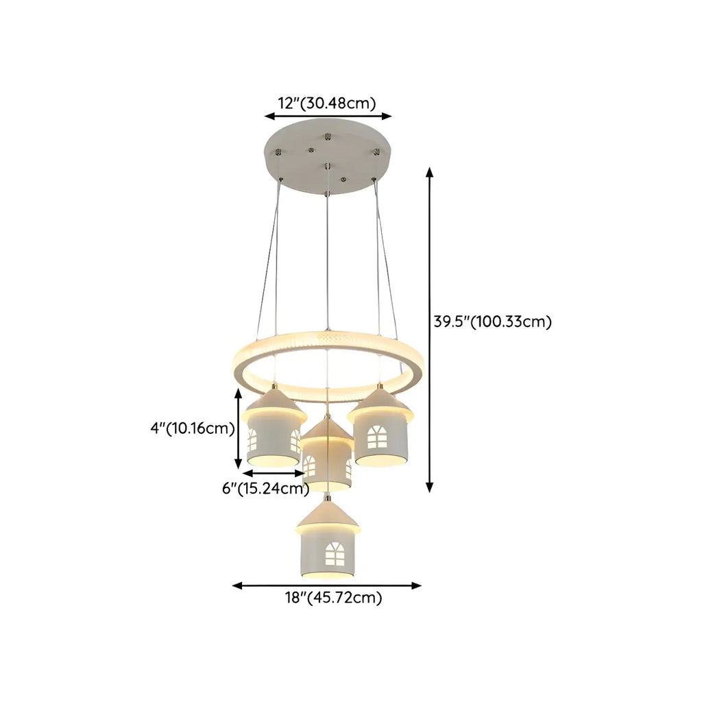 Lustre moderne à 4 lumières LED au design unique.