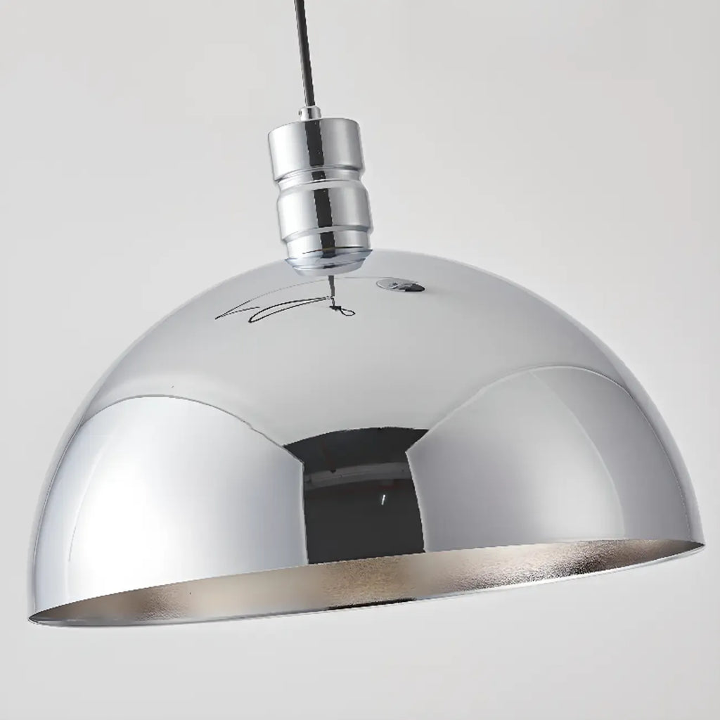 Suspension minimaliste blanche en demi-bol et cordon métallique réglable