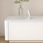 Meuble TV minimaliste en bois blanc avec gestion des câbles