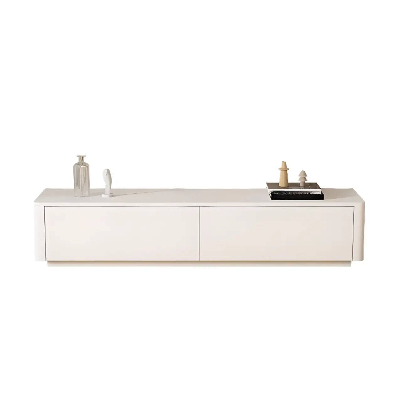 Meuble TV minimaliste en bois blanc avec gestion des câbles