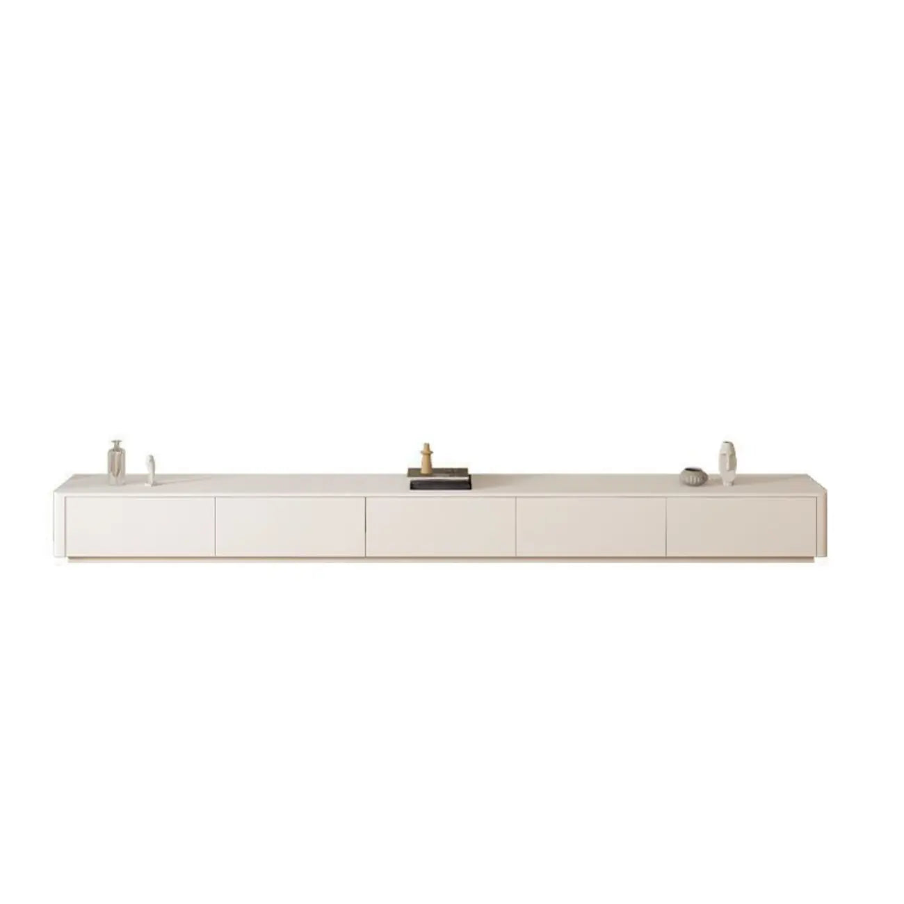 Meuble TV minimaliste en bois blanc avec gestion des câbles