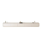 Meuble TV minimaliste en bois blanc avec gestion des câbles