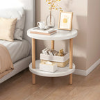 Table de chevet ronde contemporaine en bois avec étagère