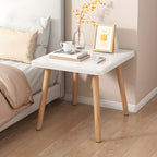 Table de chevet ronde contemporaine en bois avec étagère