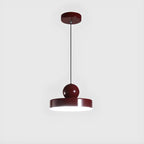 Suspension LED rectangulaire bordeaux moderne pour salon