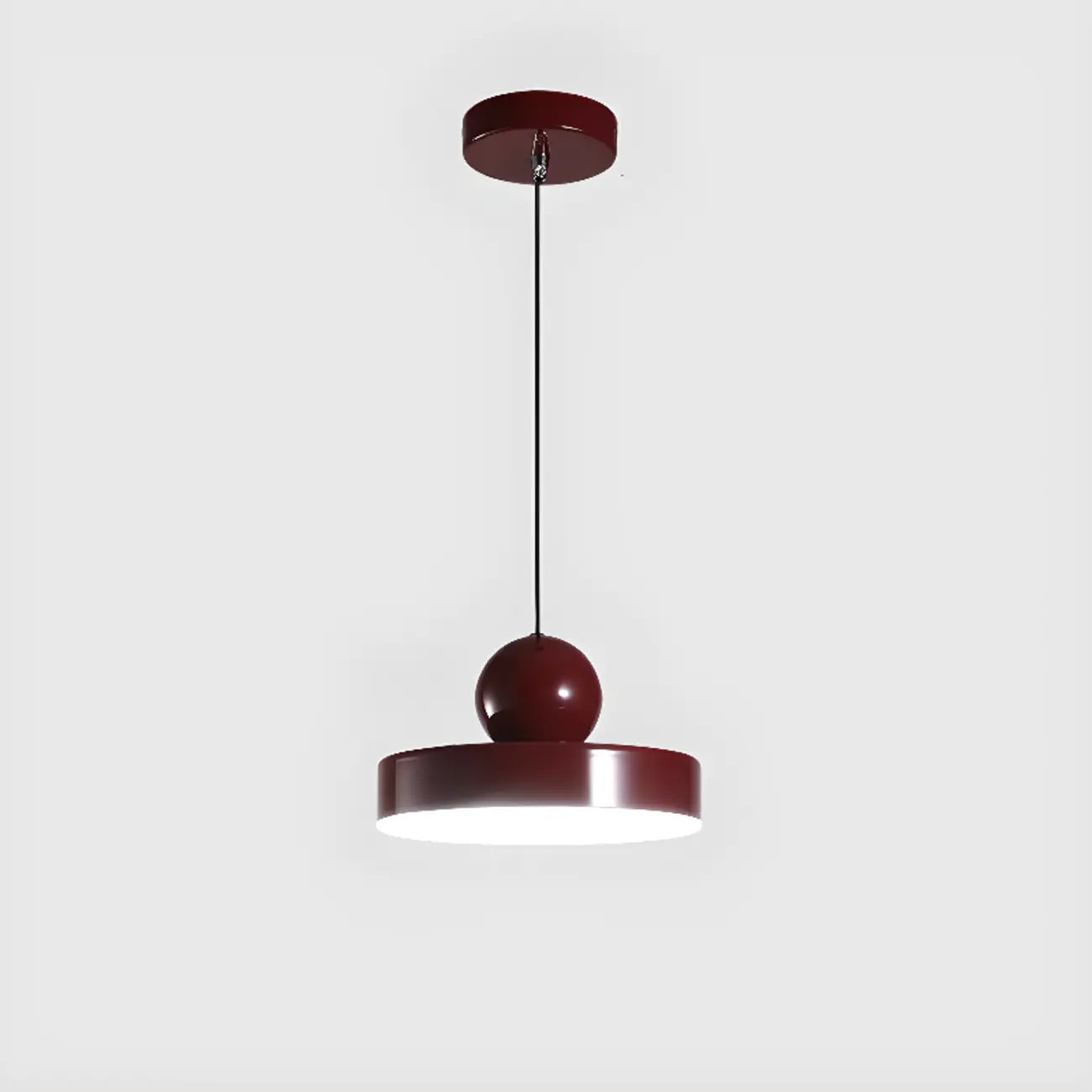 Suspension LED rectangulaire bordeaux moderne pour salon