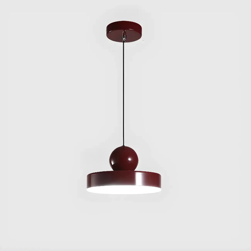 Suspension LED rectangulaire bordeaux moderne pour salon