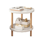 Table de chevet ronde contemporaine en bois avec étagère