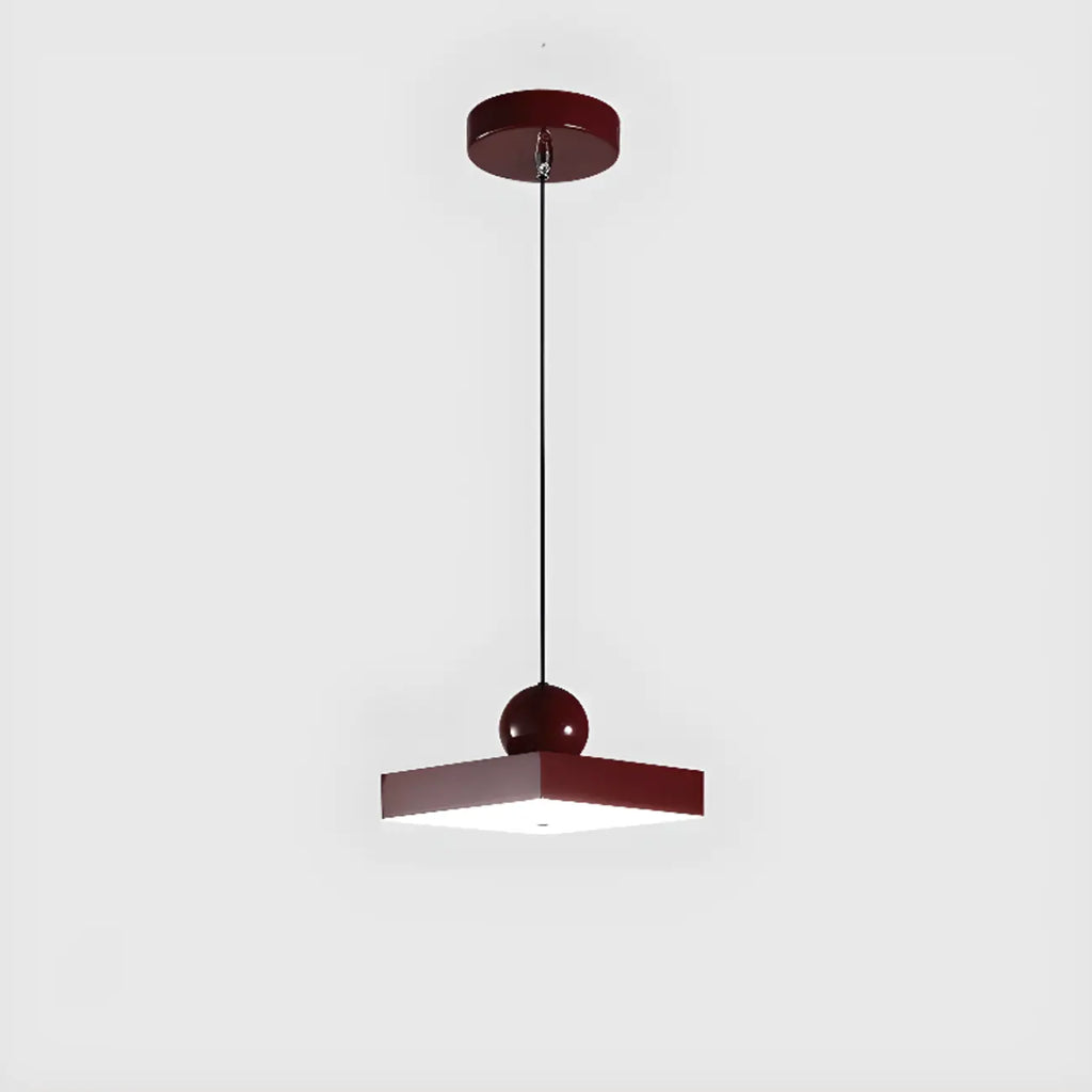 Suspension LED rectangulaire bordeaux moderne pour salon