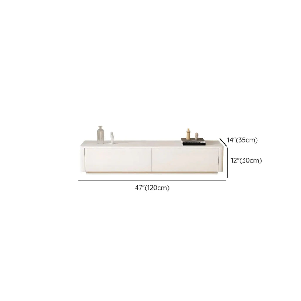 Meuble TV minimaliste en bois blanc avec gestion des câbles