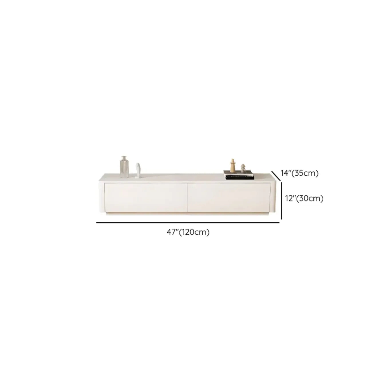 Meuble TV minimaliste en bois blanc avec gestion des câbles