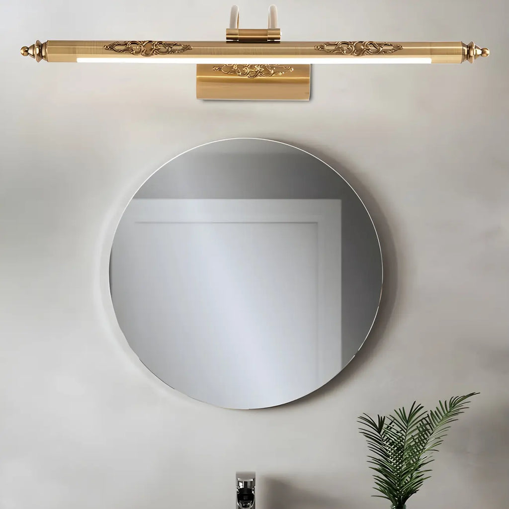 Miroir de salle de bain géométrique doré à LED avec éclairage LED intégré