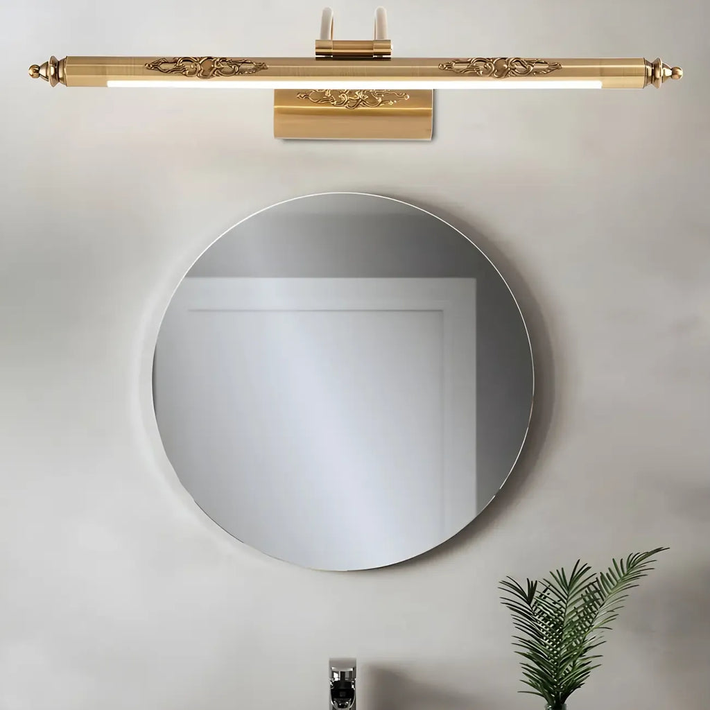 Miroir de salle de bain géométrique doré à LED avec éclairage LED intégré