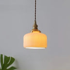 Lampe suspendue conique plissée élégante et classique en céramique pour salon