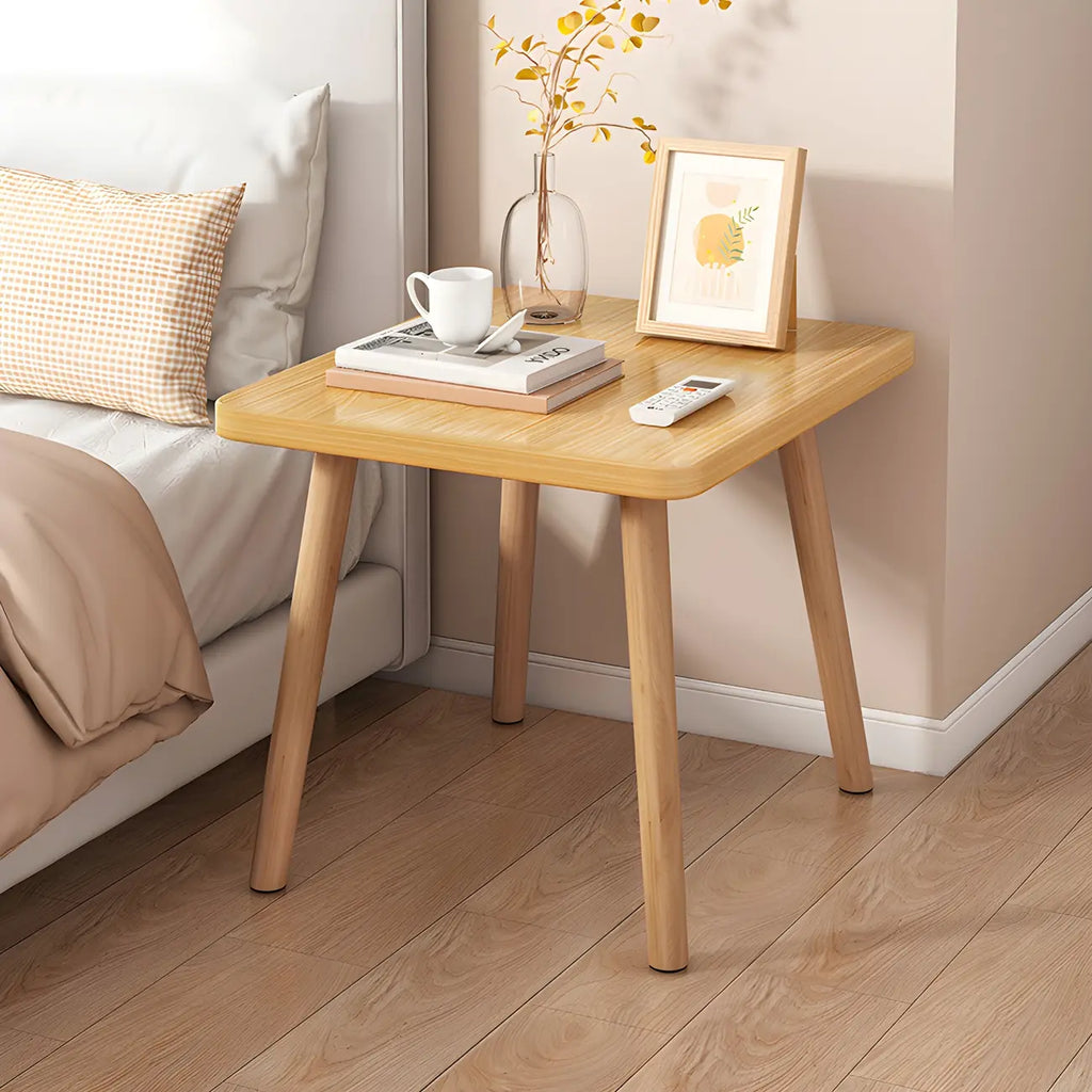Table de chevet ronde contemporaine en bois avec étagère