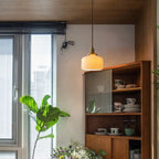 Lampe suspendue conique plissée élégante et classique en céramique pour salon