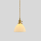 Lampe suspendue conique plissée élégante et classique en céramique pour salon