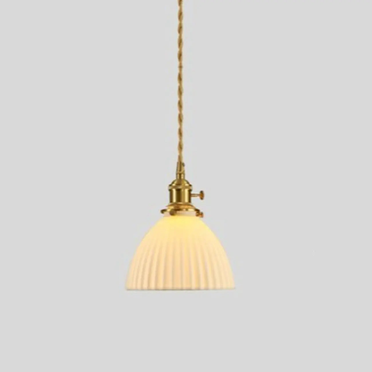 Lampe suspendue conique plissée élégante et classique en céramique pour salon