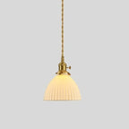 Lampe suspendue conique plissée élégante et classique en céramique pour salon