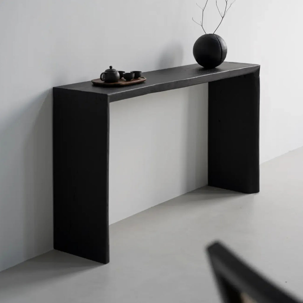 Console minimaliste en bois noir
