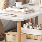 Table de chevet ronde contemporaine en bois avec étagère