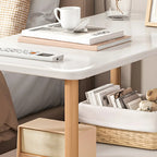 Table de chevet ronde contemporaine en bois avec étagère