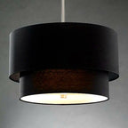 Lustre tambour moderne à 2 niveaux en tissu pour salon