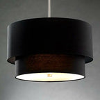 Lustre tambour moderne à 2 niveaux en tissu pour salon