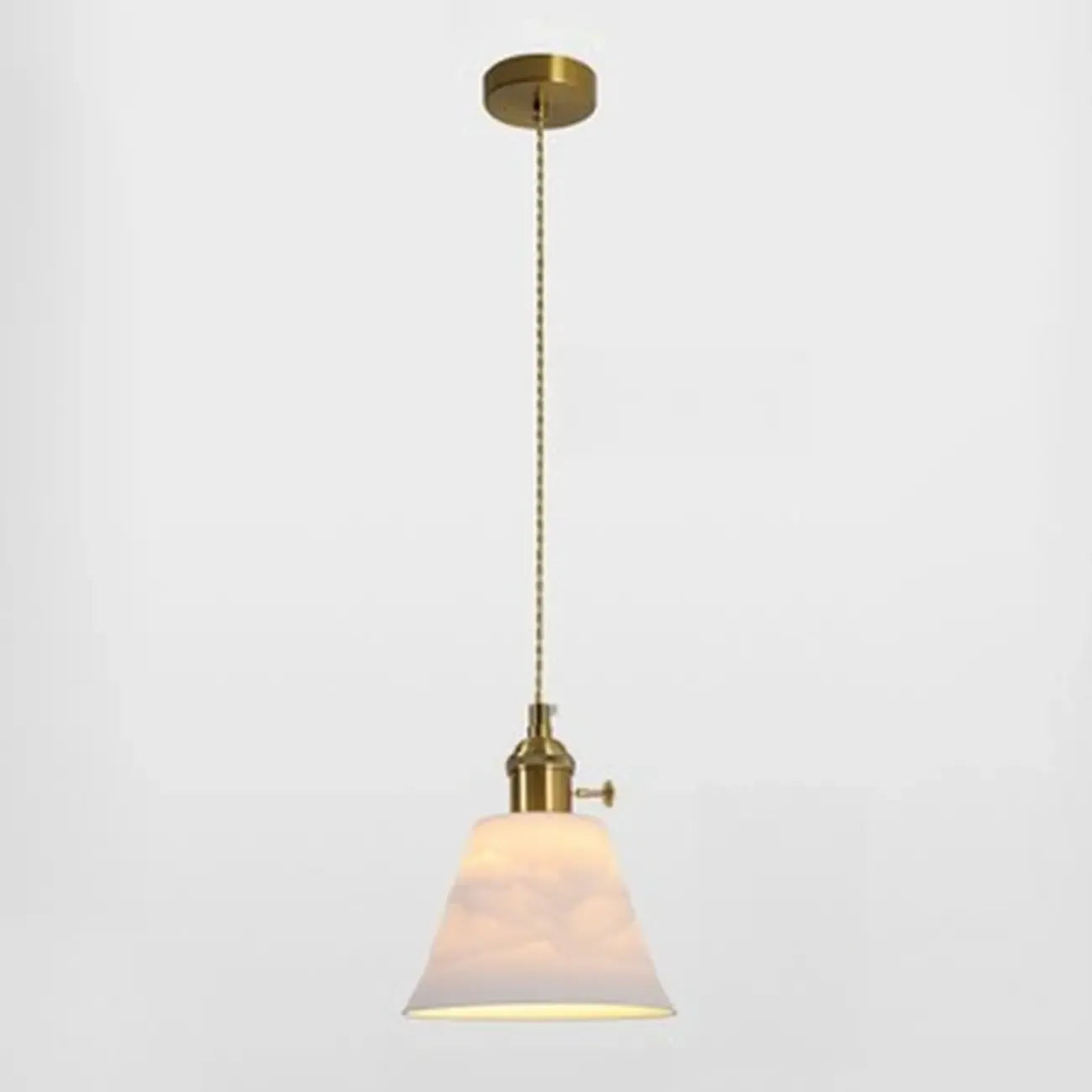 Lampe suspendue conique plissée élégante et classique en céramique pour salon