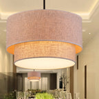 Lustre tambour moderne à 2 niveaux en tissu pour salon