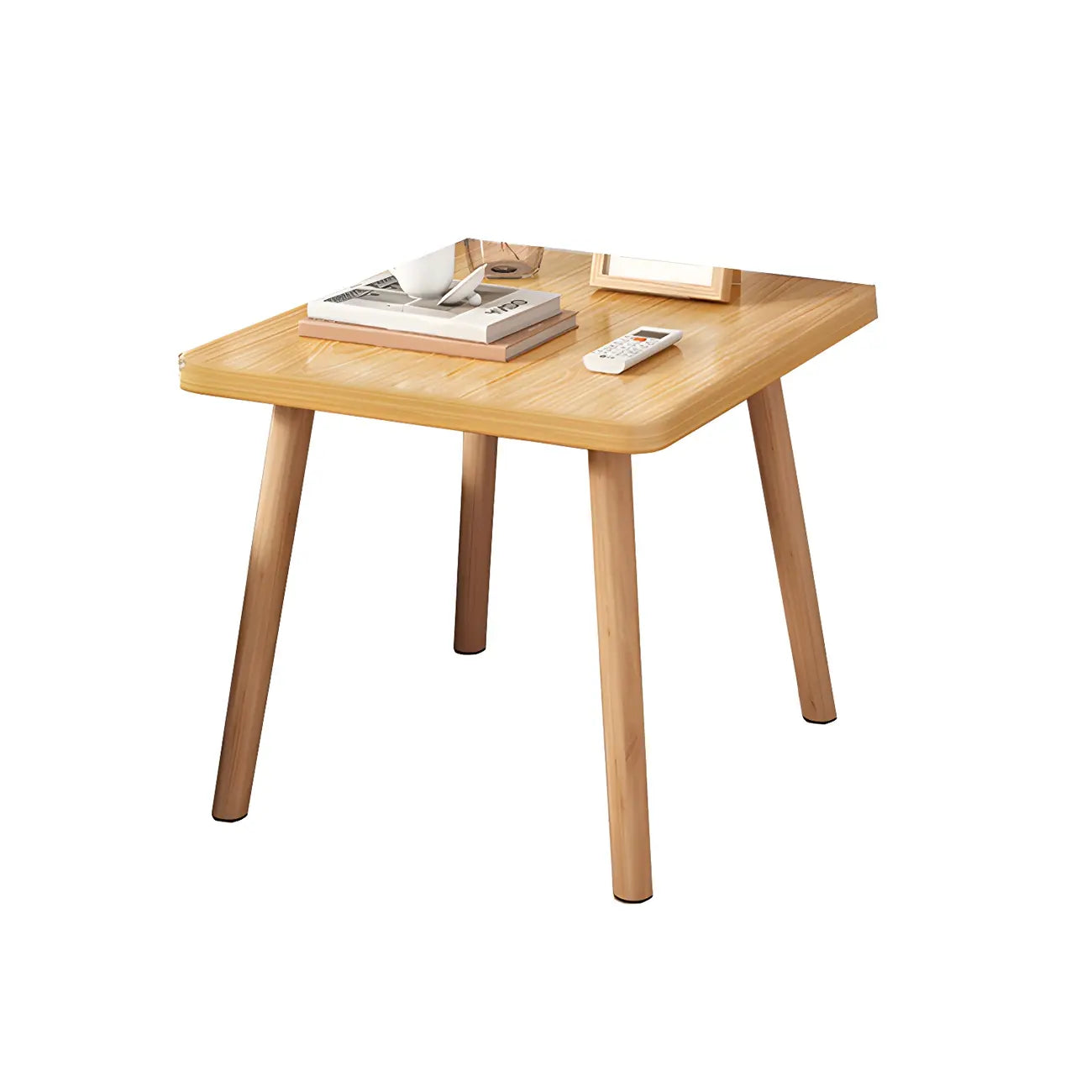 Table de chevet ronde contemporaine en bois avec étagère