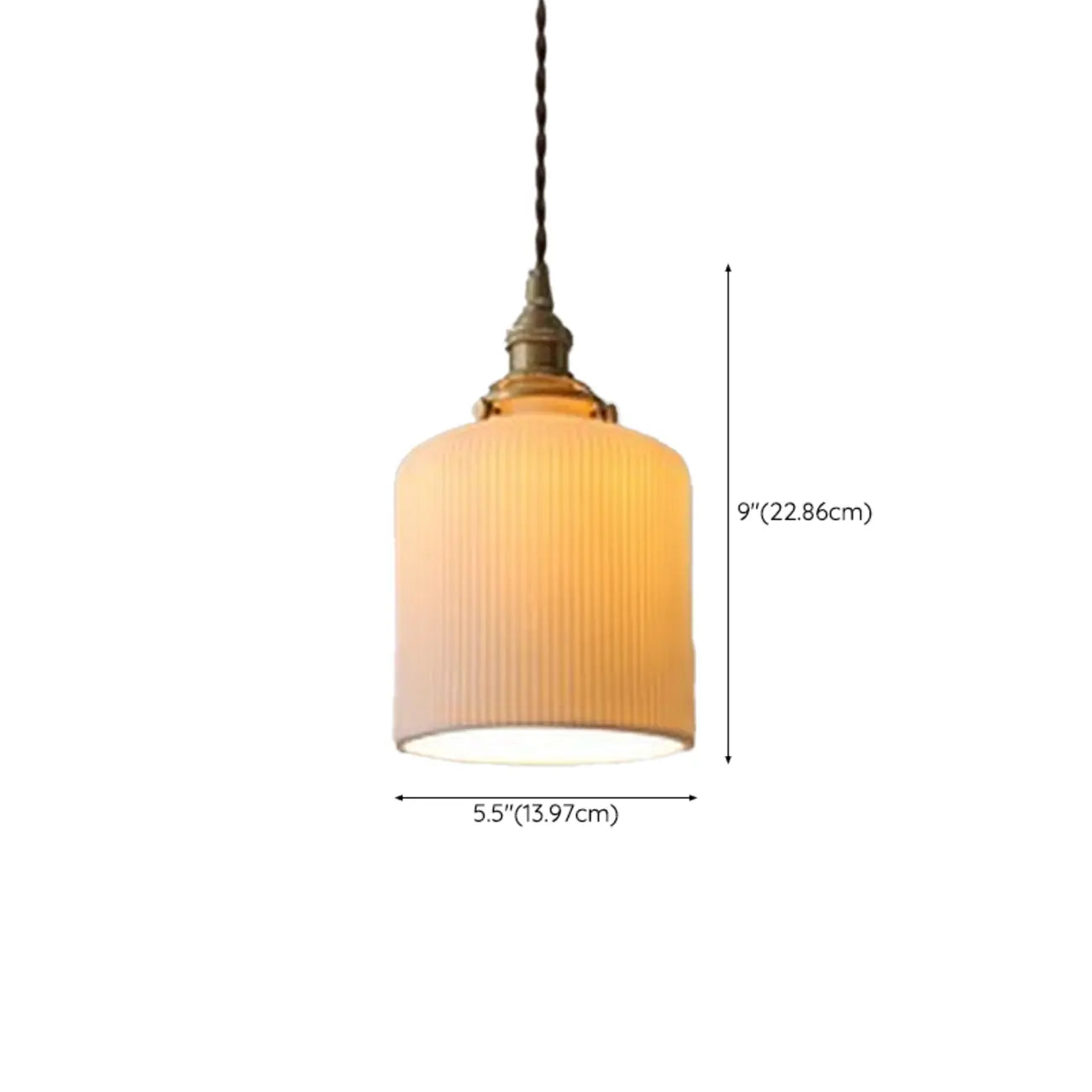 Lampe suspendue conique plissée élégante et classique en céramique pour salon