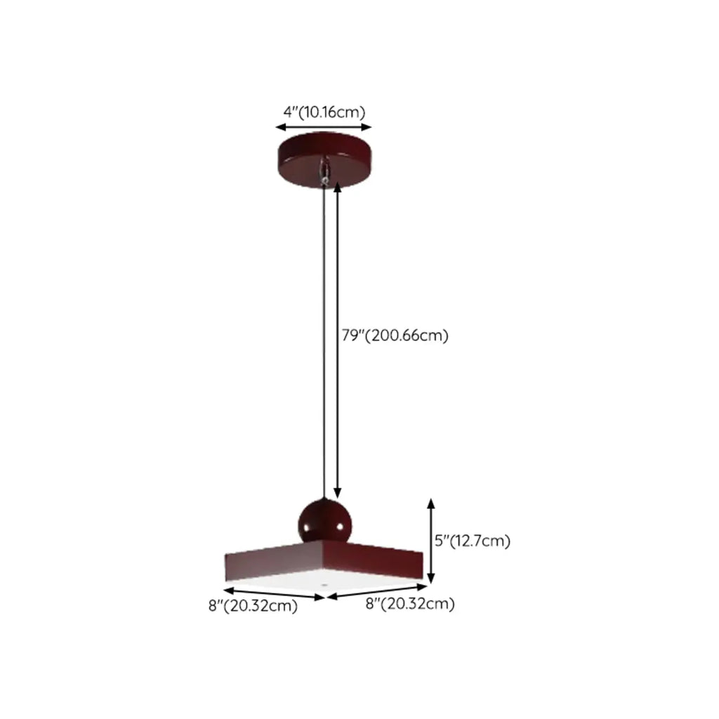 Suspension LED rectangulaire bordeaux moderne pour salon