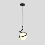 Suspension design blanche boule avec structure métallique linéaire pour chevet