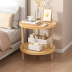 Table de chevet ronde contemporaine en bois avec étagère