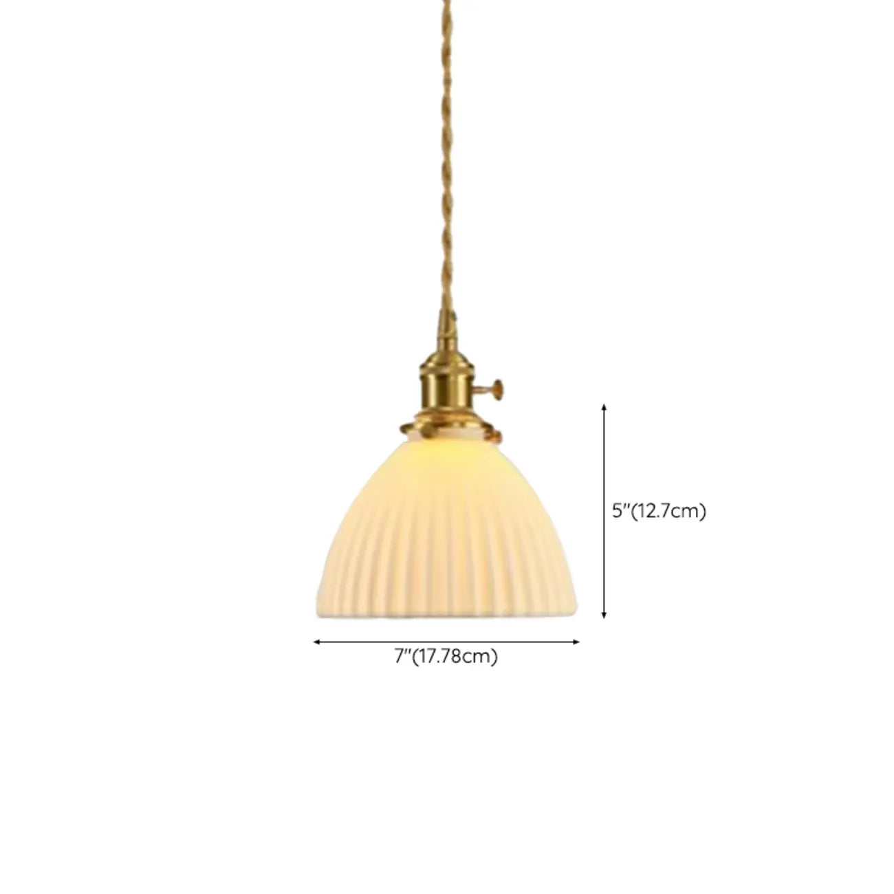 Lampe suspendue conique plissée élégante et classique en céramique pour salon