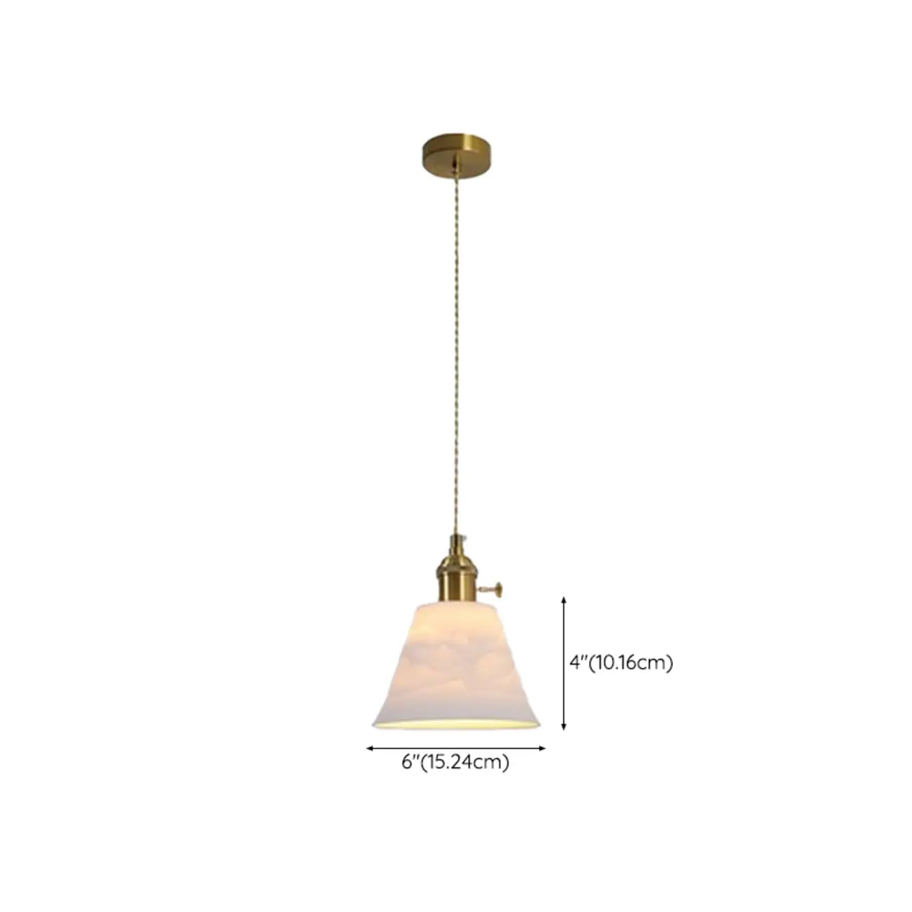Lampe suspendue conique plissée élégante et classique en céramique pour salon