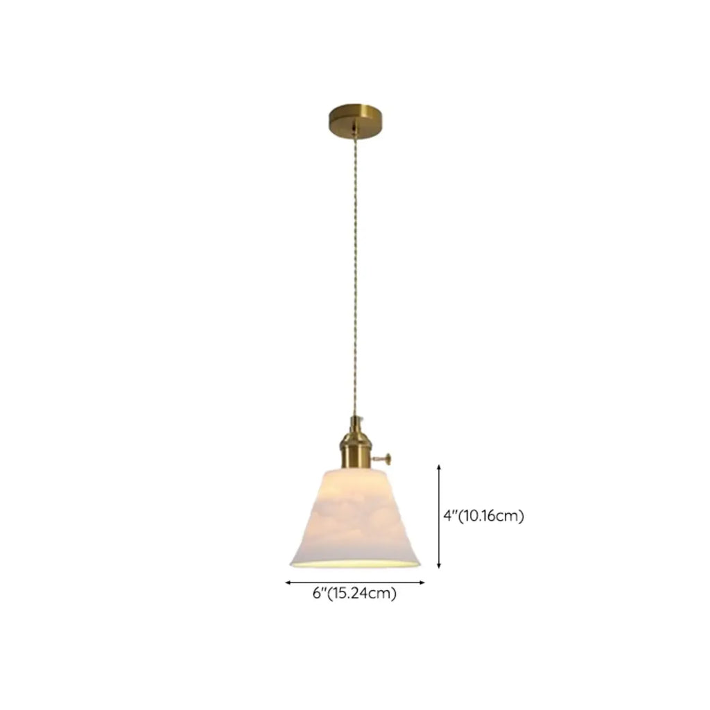 Lampe suspendue conique plissée élégante et classique en céramique pour salon