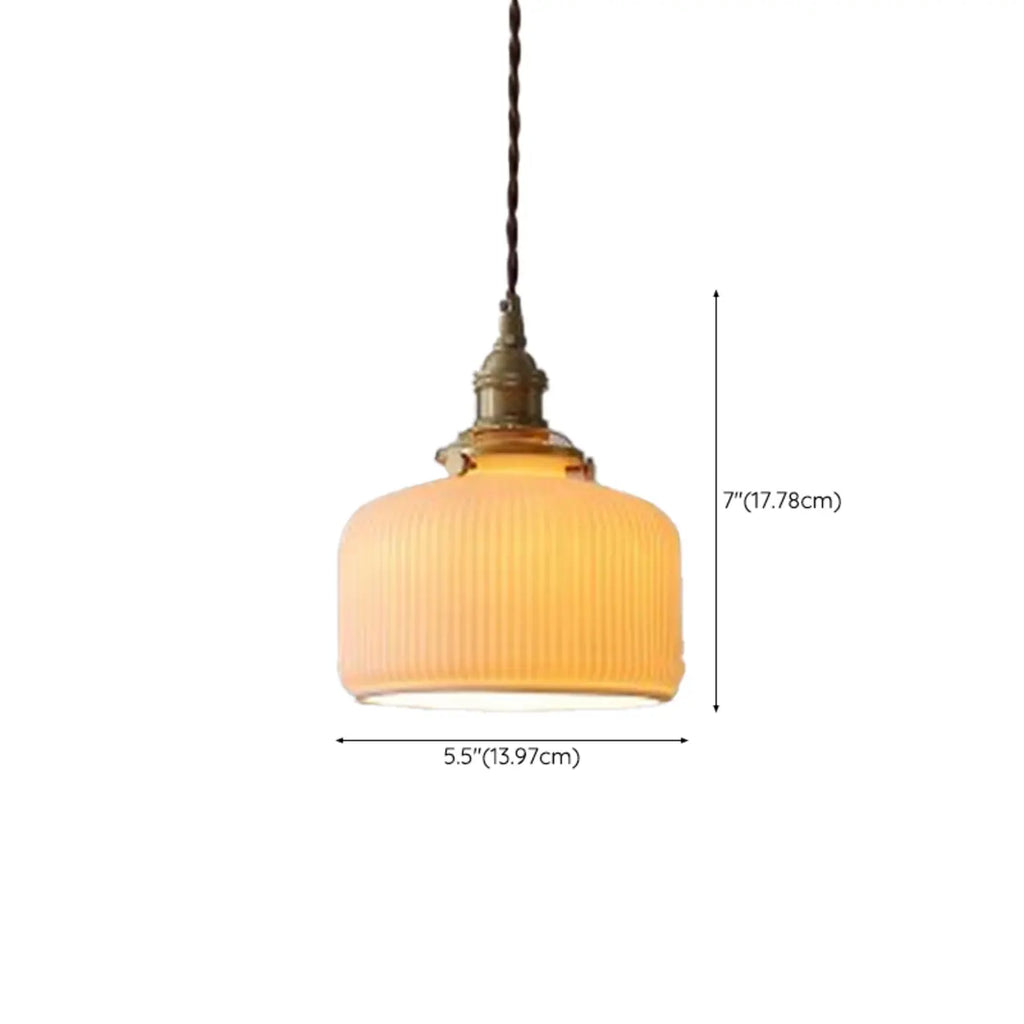 Lampe suspendue conique plissée élégante et classique en céramique pour salon