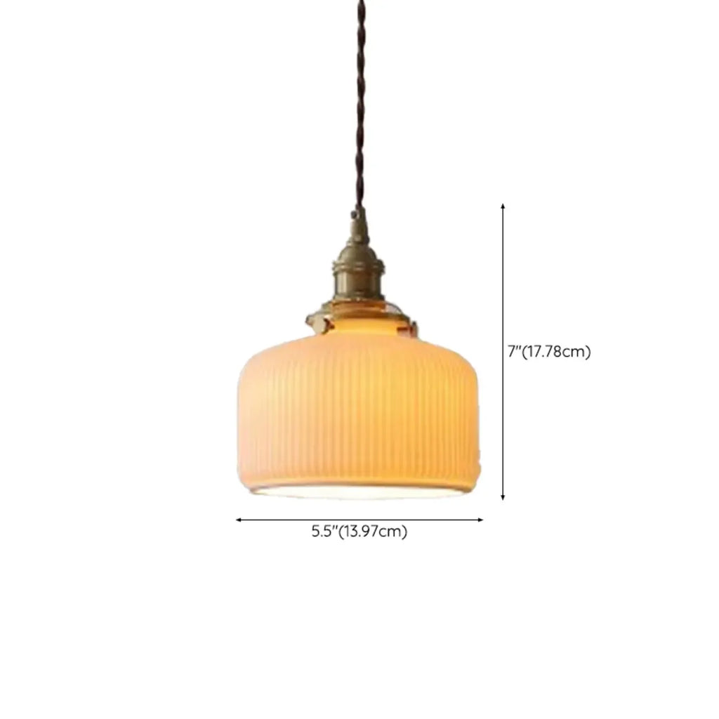 Lampe suspendue conique plissée élégante et classique en céramique pour salon